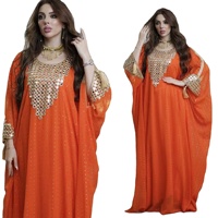 Ensemble de Robe Abaya Modeste à Paillettes 2 Pièces, Tenue à Manches Chauve-Souris, Robe Longue Oversize, Dubaï Turquie, Robe Femme SA0165