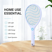 Raquette anti-moustiques électrique rechargeable USB avec filet de sécurité 3 couches, lumière LED, tapette à insectes domestique, vente en gros d'usine, OEM personnalisé