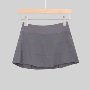 Women Short Sleeve Yoga Top Breathable Spandex Solid Color Regular Fit Seamless Gym Workout Tiered <b>Pleated</b> Mini <b>Skirt</b> Regular Fi - Product Image 4
