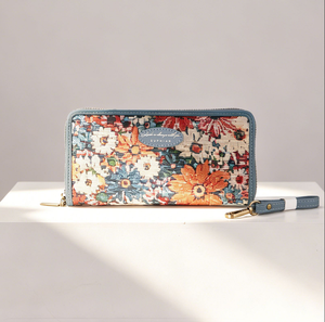 Unisex Vintage Floral Tapestry PU Leather Zipper Wallet, Business Coin <b>Purse</b> Zip Card Case ID Card Holder Clutch <b>Long</b> Card Walle - Product Image 4