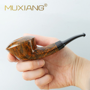 Muxiang Briar Wood Pipe Bent Type 3mm Filter Tobacco Smoking Pipe For Men Personal Gift - Product Image 2