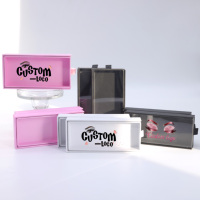 Boîte d'emballage pour cils de style tiroir avec ruban, boîte rigide en carton pour une paire de cils, élégante boîte cadeau pour cils
