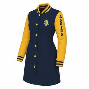 Chaqueta Universitaria Larga Bordada de la Hermandad Griega Chi Eta Phi para Otoño/Primavera/Invierno, Ecológica, con Mangas de Cuero Sintético y Logotipo - Product Image 3