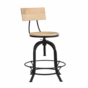 Silla de Bar moderna de hierro y madera para uso en el hogar, comedor al aire libre, sala de estar, hoteles y centros comerciales - Product Image 1