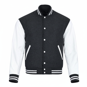 Venta caliente mangas de cuero y cuerpo de lana abrigo de béisbol informal Slim Fit Unisex uniforme de béisbol chaqueta universitaria - Product Image 1