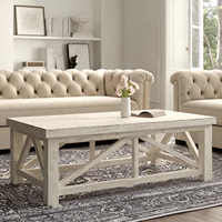 Table basse rectangulaire en bois recyclé de style farmhouse antique shabby chic MAGI, meubles de maison
