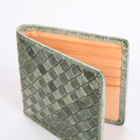 Dompet Pria Desainer Mewah Berkualitas Tinggi Kulit Asli Desain Terbuka Anyaman Tangan Tempat Kartu