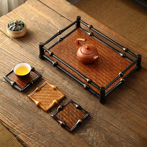 Bandeja de Té de Bambú Estilo Chino, Rectangular, para Preparación de Té Seco, Mesa de Servicio, Almacenamiento Multifuncional, Acabado Lacado - Product Image 3