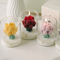 Lilin Aromaterapi Bunga Tulip dalam Stoples Kaca, Dekorasi Rumah Buatan Tangan, Hadiah untuk Valentine, Pernikahan, Pesta, Lilin Kedelai Beraroma