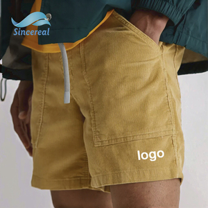 Custom Men's Mid Knee Length Shorts Summer <b>Elastic</b> Waist Sweat Cotton Organic Corduroy Quick Dry Breathable Anti-Wrinkle Casual - Product Image 3