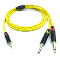 Câble audio équilibré 3,5 mm vers double 6,5 mm (mâle-mâle) avec répartiteur un-vers-deux et gaine en PVC pour ordinateurs portables, smartphones et consoles de mixage