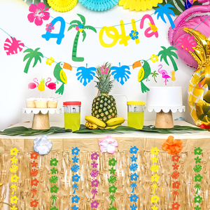Insegne di <span class=keywords><strong>Aloha</strong></span> <span class=keywords><strong>Party</strong></span> hawaiane ghirlanda di foglie di palma per Luau <span class=keywords><strong>Party</strong></span> forniture a tema tropicale decorazioni per feste in piscina estive sulla spiaggia - Product Image 6