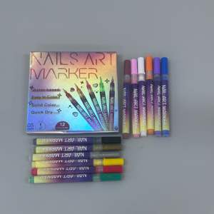 Marqueurs d'art pour ongles en acrylique à séchage rapide avec logo personnalisé, 12 couleurs, décoration d'art pour ongles liquide DIY, stylo à vernis à ongles en gel portable - Product Image 2