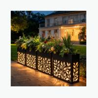 Jardinière en acier robuste, grande jardinière d'extérieur avec éclairage intégré, adaptée aux environnements commerciaux et résidentiels