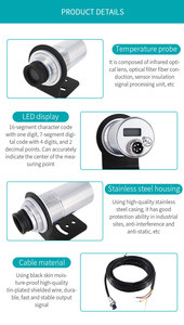Thermomètre infrarouge laser unique de qualité industrielle <span class=keywords><strong>ABSD</strong></span> 3014, longueur d'onde de 1,6 μm, 300 1400 ℃   Visée coaxiale pour la détection des hautes températures - Product Image 4