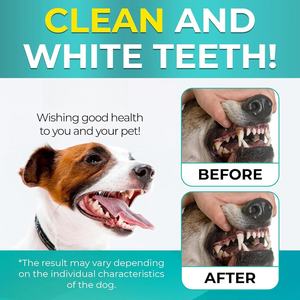 自社ブランド犬用歯クリーニングパウダー & 猫用ブレスフレッシュナープラークオフペットラボ社悪いブレース & タルタルリムーバー酵素付き - Product Image 5