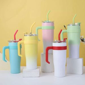40oz Ice Bully Handle Travel <b>Car</b> <b>Mug</b> Vacuum Tumbler Lid Straw Non-Slip ODM OEM Custom Design - Product Image 1
