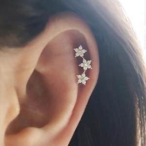 ROXI 18G Plata de Ley S925 Pendientes de Hilo con Zirconia 5A, Diseño de Flor de Copo de Nieve y Pentagrama, Anillo de Nariz - Product Image 3