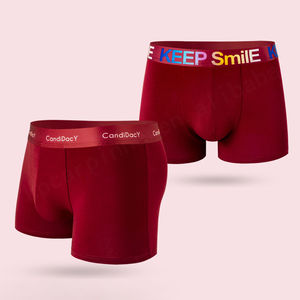 Calzoncillos bóxer para hombre, ropa interior de algodón rojo de pierna corta, brillante, cómodo, para Festival de bodas, ropa interior de diseñador de algodón para hombre, venta al por mayor - Product Image 1