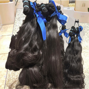 Extensions de cheveux humains naturels noirs en vrac, non traités, Remy vierges, bouclés, ondulés, lisses, pour tressage - Product Image 1