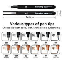 Lot de 6 stylos Microns noirs/bruns, feutres fins à pointe crochet, marqueurs de croquis, fournitures d'art imperméables, stylos pinceaux pour manga, bandes dessinées et écriture manuscrite