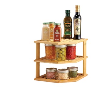 Estante de bambú de tres niveles para cocina, estante de almacenamiento para armario, estante esquinero para baño, estante esquinero para especias, bambú y madera maciza - Product Image 5