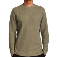 LMY033 Chemise thermique à manches longues pour homme, tricot gaufré, ourlet arrondi