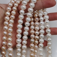 Perles d'eau douce naturelles cultivées de haute qualité, brins de perles en vrac, perles rondes de 8 mm, perles d'eau douce pour la fabrication de bijoux