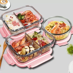 Boîte à lunch écologique en verre soufflé à la main pour <span class=keywords><strong>femme</strong></span> avec couvercle en plastique, compatible micro-ondes, pour cuisine, fête, préparation de repas, bento, contenant alimentaire - Product Image 2