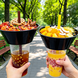 Vaso Desechable Personalizado para Combinaciones de Aperitivos y Bebidas, con Capacidad para 360 ml, con Tazón de 700 ml y Tapa - Product Image 1