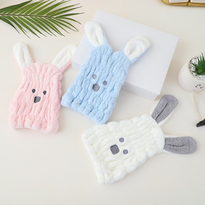 Serviette de bain pour enfants en polaire corail Jin Ao Rabbit Hair Drying Cap 20x25 cm - Product Image 5