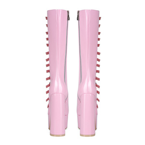Customized Manufacturers Oem Ladies High Heel Double Platform pink Women Knee High <b>Boots</b> for Women - Product Image 3