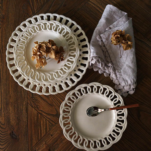 Ensemble d'assiettes creuses en céramique blanche élégantes et personnalisées Assiette de présentation de mariage Assiette de présentation Plats à salade Vaisselle de fête de restaurants - Product Image 1