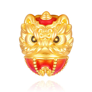 เครื่องประดับลูกปัด0.85กรัมพบชิ้นส่วนเครื่องประดับทอง24K แข็งหรูหราเครื่องประดับหัวสิงโตจีนขนาดเล็กลูกปัด - Product Image 1