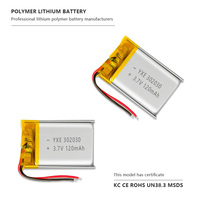 Fournisseur YXE Vente Chaude Batterie Micro Pochette Rechargeable Semi-Solide 3.7V/120mAh YXE302030 500 Cycles Certifiée UN38.3/ROHS