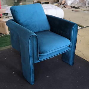 Chaises en velours tissu confortable bleu marine fauteuils de chambre à coucher de lecture pour le salon côté fauteuil moderne nordique - Product Image 2