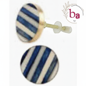 Tirador de cerámica moderno hecho a mano, tiradores de armario de puerta de cajón de Metal de resina a rayas azules y blancas, tiradores de armario de Metal de resina para - Product Image 1