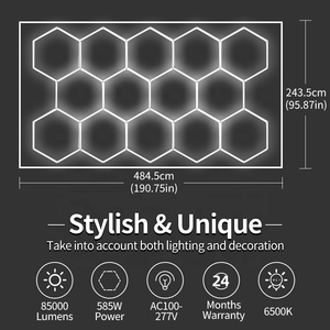 Luminaires suspendus <span class=keywords><strong>LED</strong></span> hexagonaux en nid d'abeille pour entrepôts, garages et laveries automobiles - Product Image 4