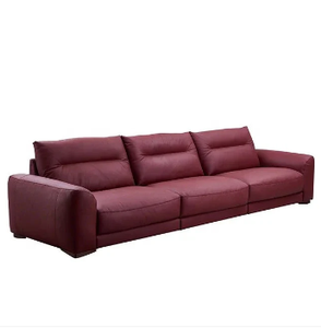 Mobilier moderne de salon villa appartement luxe 3 places Ensemble de canapés combinés en cuir rouge - Product Image 3
