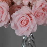 Bouquet de fleurs artificielles en soie rose poudré, moderne et personnalisé, pour centre de table de mariage, arrangement floral pour la décoration de réception