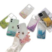 Étui de téléphone portable transparent avec paillettes liquides, design floral, antichoc pour Redmi pour la série 7
