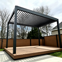 Pergola moderne multi-scènes en alliage d'aluminium thermolaqué avec toit à persiennes, stores vénitiens, anti-corrosion, pour jardin et terrasse