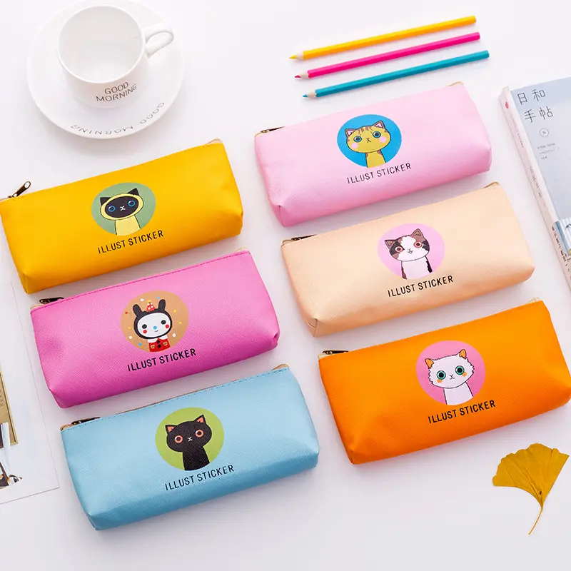 Creative 2023 cute Kitty pen bag PU waterproof student pencil bag materiale scolastico di astuccio per matite
