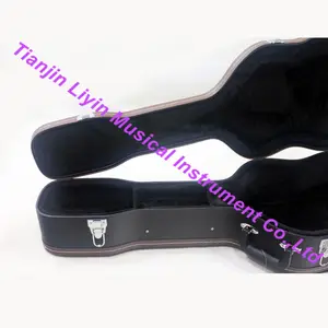 Оптовая продажа, черно-коричневые твердые Чехлы для акустической гитары