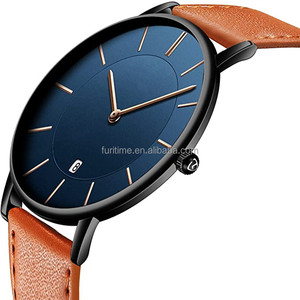Montres à quartz minimaliste avec logo personnalisé et bracelet en cuir pour hommes de marque à la mode <span class=keywords><strong>altra</strong></span> slim montre bon marché pour hommes - Product Image 1
