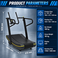Tapis roulant manuel incurvé BN Commercial Gym, tapis roulant auto-alimenté non motorisé pour l'entraînement cardio, équipement de fitness