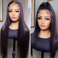 Perruques Lace Front Mixtes en Cheveux Humains Brésiliens Remy 100% Naturels, Lisses Comme des Baguettes, Sans Colle, de 10 à 28 Pouces, pour Femmes Noires - Vente en Gros Chine