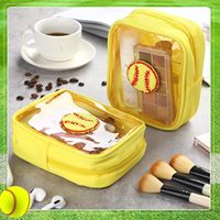 Sac de toilette JOYSUN en PVC transparent brodé avec des lettres, pour softball et baseball, grande capacité, sac de rangement, sac de voyage
