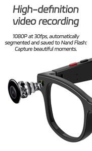 AI occhiali intelligenti con <span class=keywords><strong>Anti</strong></span>-Shake ad alta definizione, registrazione della fotocamera, riduzione del rumore della chiamata vocale, riconoscimento di tutto - Product Image 2