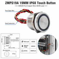 Interrupteur piézoélectrique 19 mm ZMPS19A IP68 IP69K, interrupteur à bouton poussoir en métal étanche, acier inoxydable, aluminium, interrupteur piézoélectrique